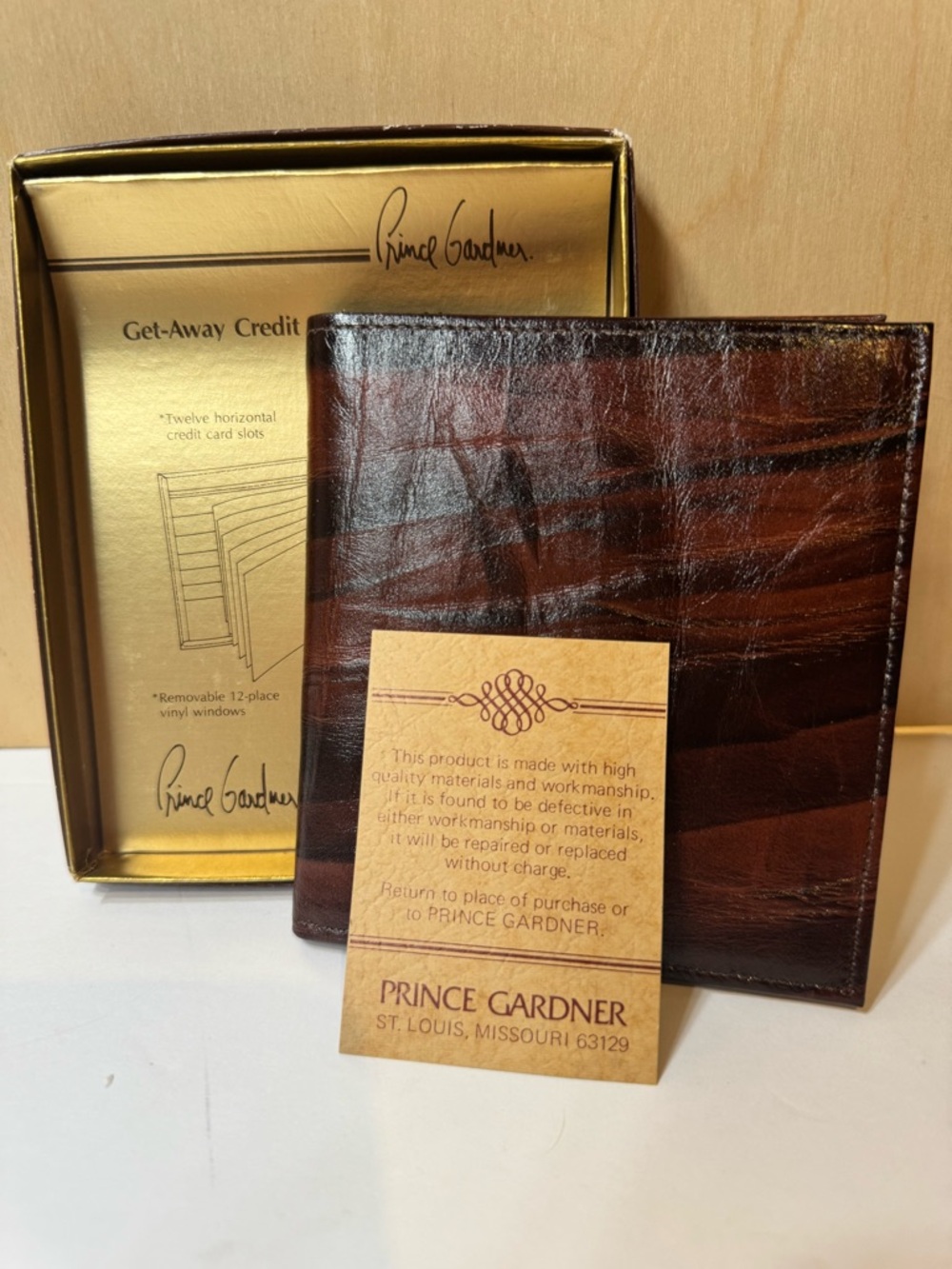 Prince Gardner  vintage Brown Leather Bi-Fold Wallet